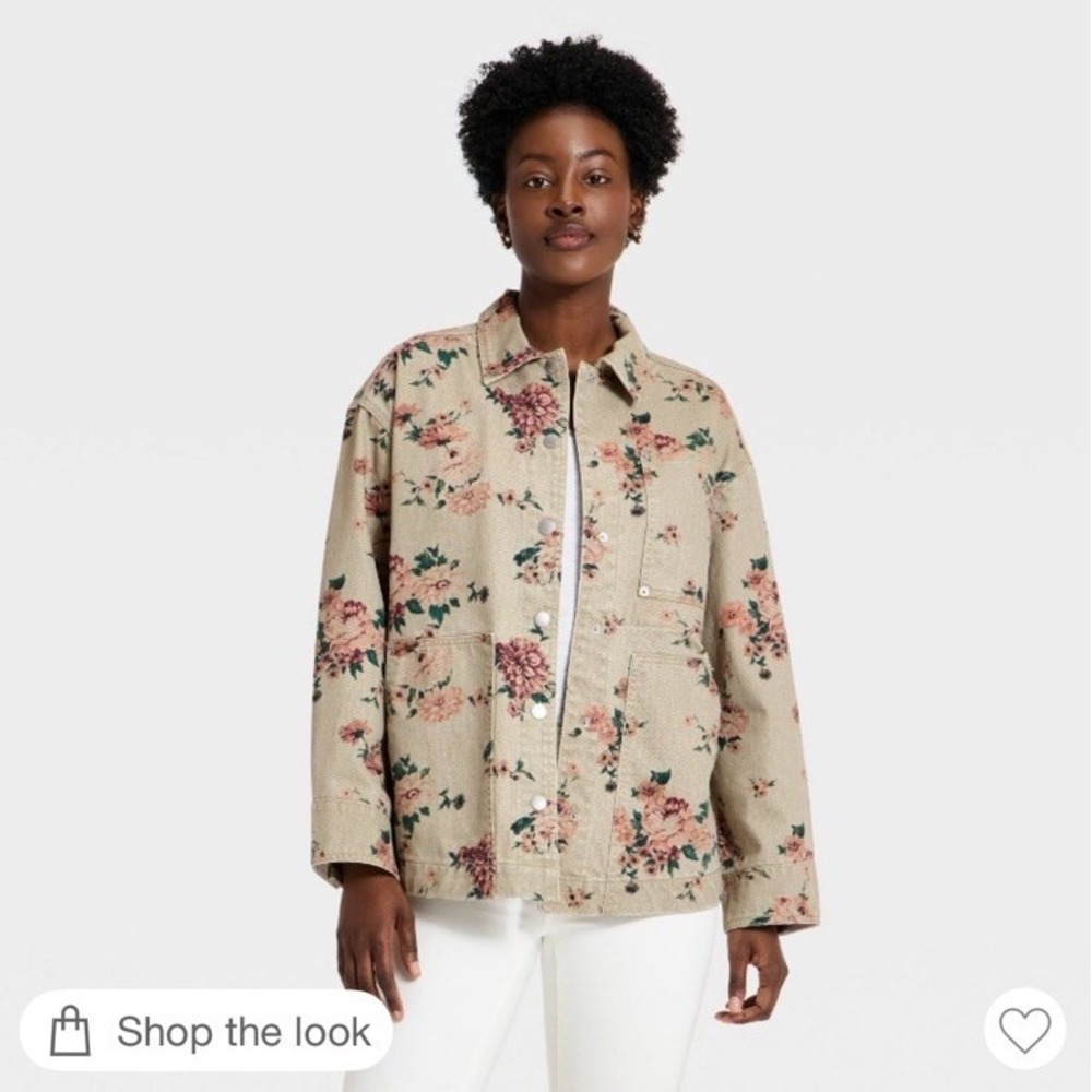 Women's Western Chore Coat - Universal Thread Khaki Floral M